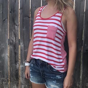Gap red and white tank